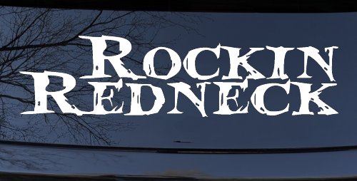 Rockin Redneck Country Decal for Car or Truck Windows (White)