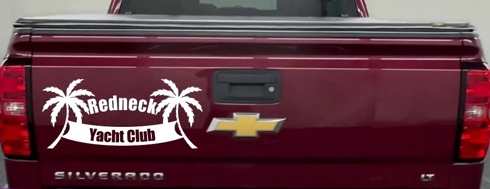 Redneck Yacht Club Country Car or Truck Window Decal Sticker (White)