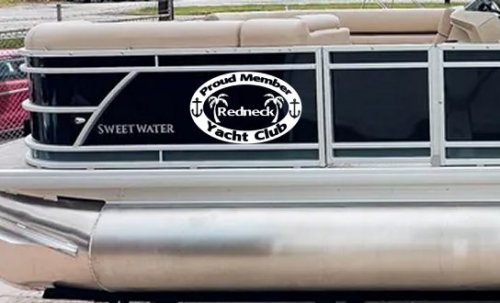 Proud Member Redneck Yacht Club Country Car or Truck Window Decal Sticker (White)