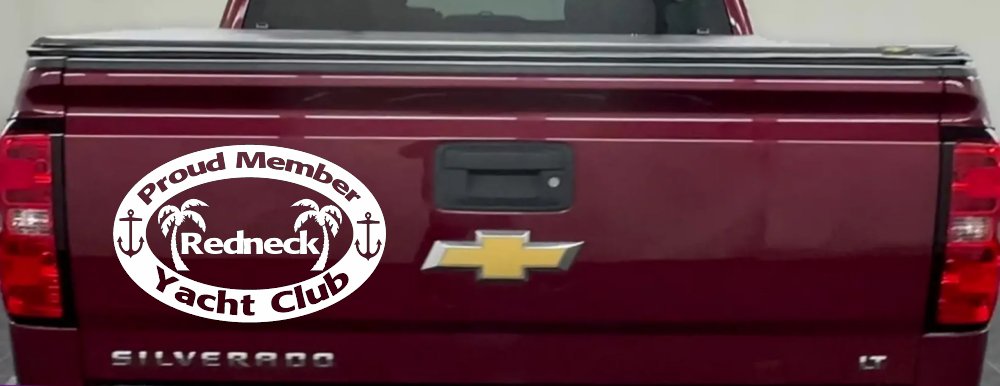 Proud Member Redneck Yacht Club Country Car or Truck Window Decal Sticker (White)