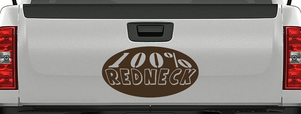 100 Percent Redneck Country Car or Truck Window Decal Sticker (Brown)