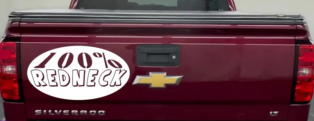 100 Percent Redneck Country Car or Truck Window Decal Sticker