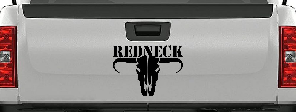 Redneck Longhorn Skull Country Car or Truck Window Decal Sticker (Black)