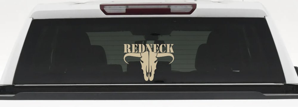 Redneck Longhorn Skull Country Car or Truck Window Decal Sticker (Desert Sand)