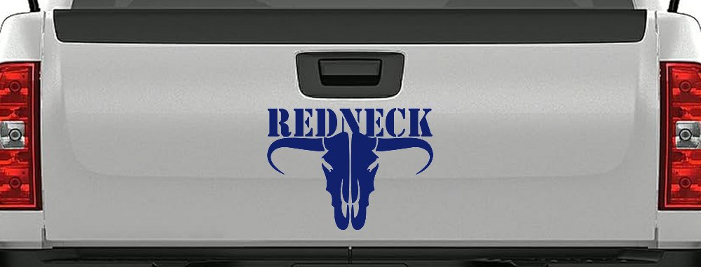 Redneck Longhorn Skull Country Car or Truck Window Decal Sticker (Navy)