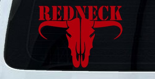 Redneck Longhorn Skull Car Truck Decal Vinyl Sticker Country Style (Red)