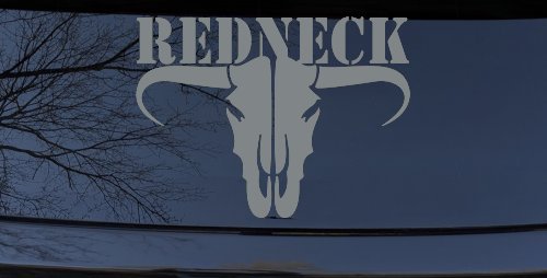 Redneck Longhorn Skull Country Car or Truck Window Decal Sticker (Telegrey)