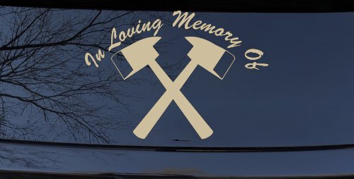 In Memory Of Fireman Car or Truck Window Decal Sticker (Desert Sand)