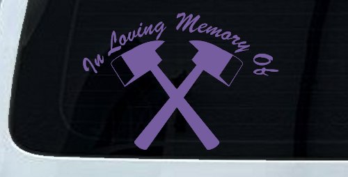 In Memory Of Fireman Car or Truck Window Decal Sticker (Purple)