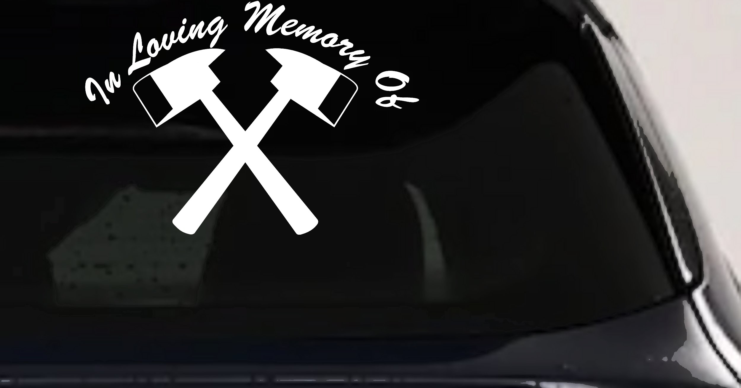 In Memory Of Fireman Car or Truck Vinyl Window Decal Sticker (White)
