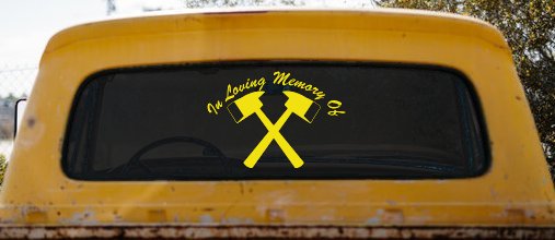 In Memory Of Fireman Car or Truck Window Decal Sticker (Yellow)