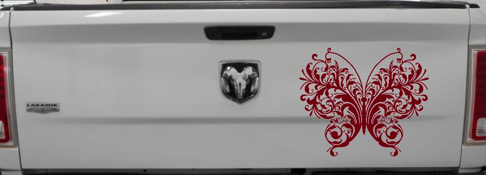 Swirl Butterfly Butterflies Car or Truck Window Decal Sticker (Burgundy)