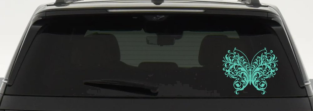 Swirl Butterfly Butterflies Car or Truck Window Decal Sticker (Mint)