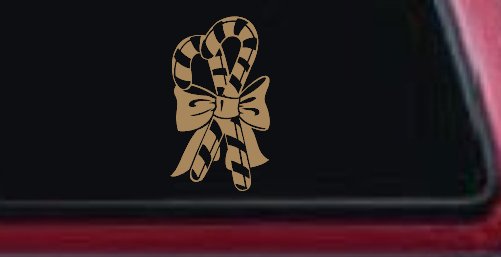 Christmas Candy Canes Car or Truck Window Decal Sticker (Light Brown)