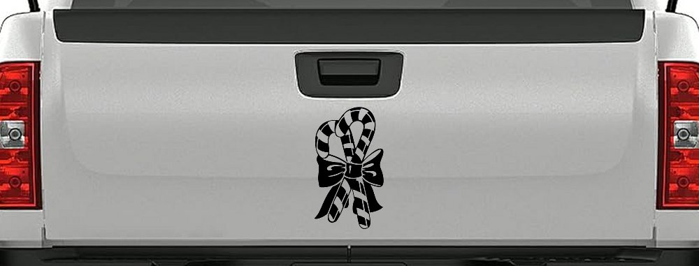 Christmas Candy Canes Decal Car Truck Window Vinyl Sticker Fun Festive (Matte Black)