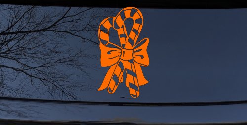Christmas Candy Canes Car or Truck Window Decal Sticker (Orange)