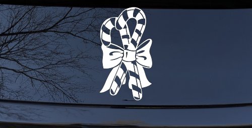 Christmas Candy Canes Car or Truck Window Decal Sticker (White)