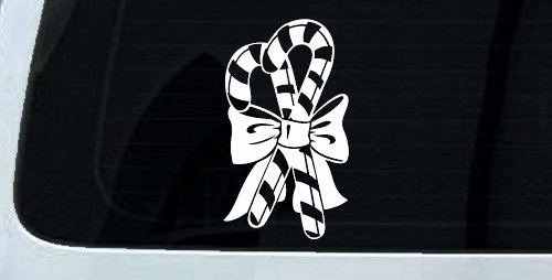 Christmas Candy Canes Decal Car Truck Window Vinyl Sticker Fun Festive (White)