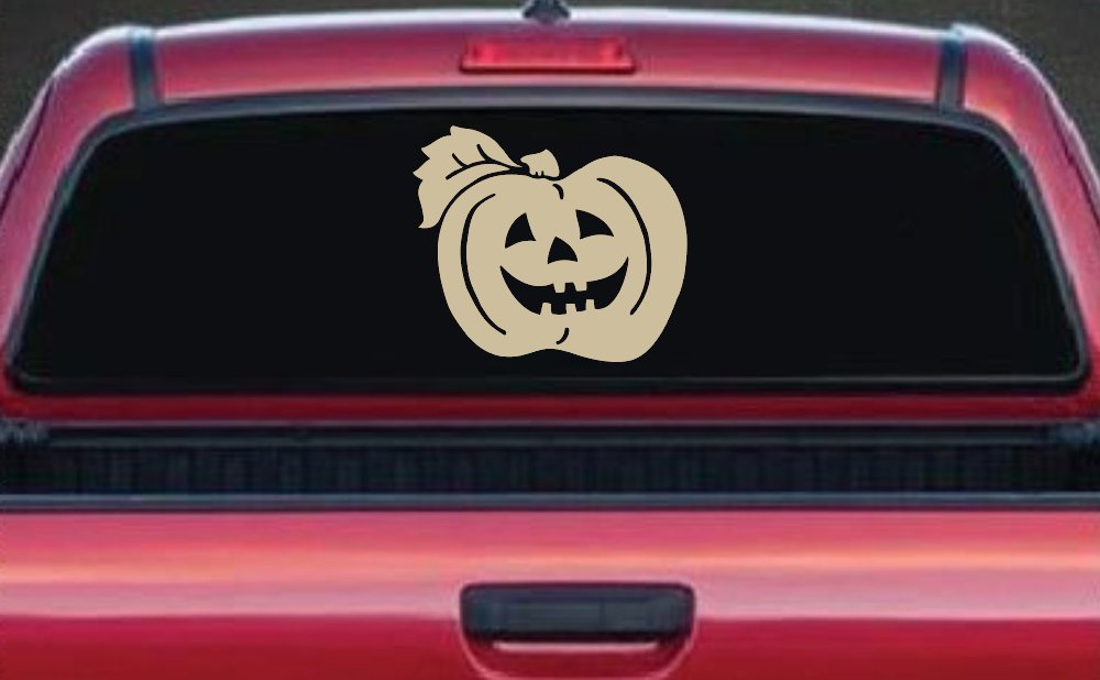 Jack O Lantern Halloween Car or Truck Window Decal Sticker (Desert Sand)