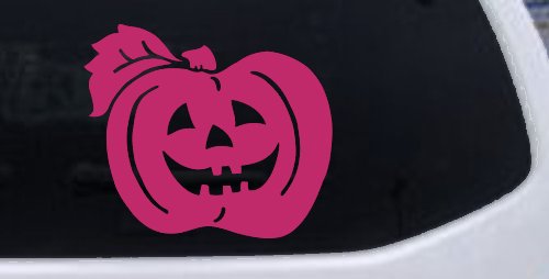 Jack O Lantern Halloween Car or Truck Window Decal Sticker (Hot Pink)