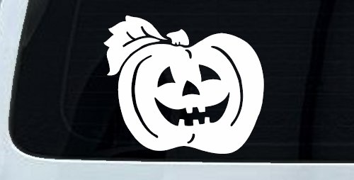 Jack O Lantern Halloween Car or Truck Window Decal Sticker (White)