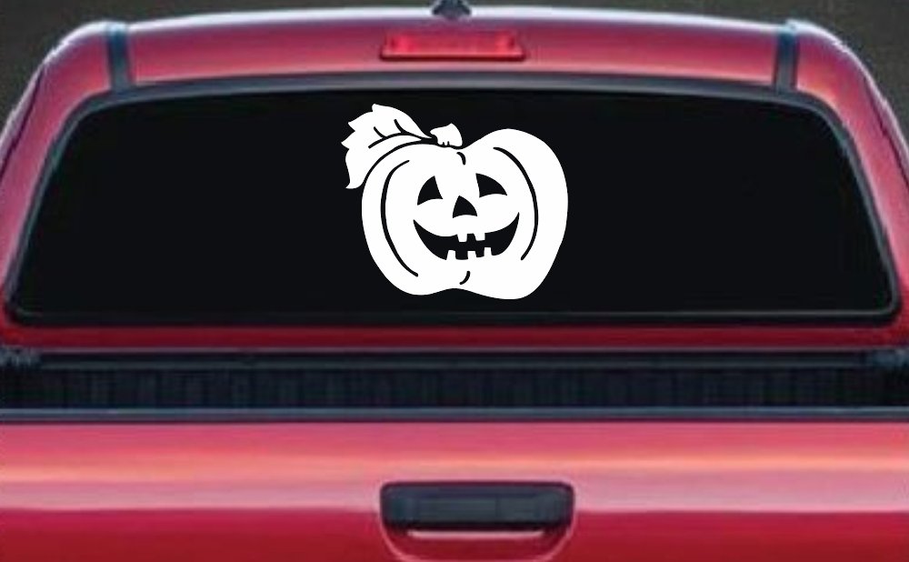 Jack O Lantern Halloween Car or Truck Window Decal Sticker (White)