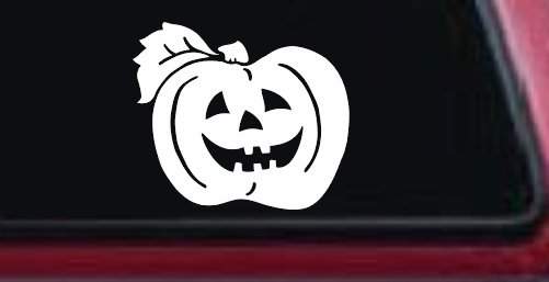 Jack O Lantern Halloween Car or Truck Window Decal Sticker (White)