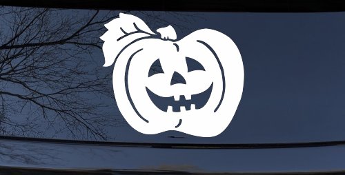 Jack O Lantern Halloween Car or Truck Window Decal Sticker (White)