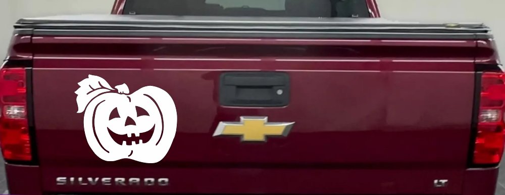 Jack O Lantern Halloween Car or Truck Window Decal Sticker (White)