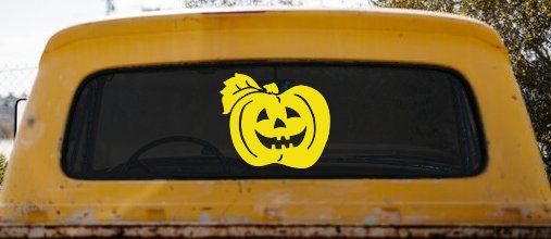 Jack O Lantern Halloween Car or Truck Window Decal Sticker (Yellow)