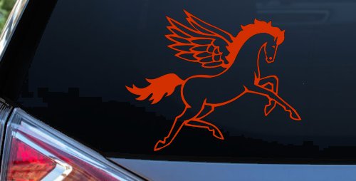 Pegasus Horse Car or Truck Window Decal Sticker (Orange Red)