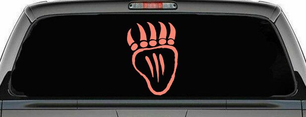 Tribal Native American Indian Bear Claw Western Car or Truck Window Decal Sticker (Coral)