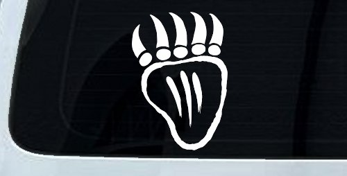 Tribal Native American Indian Bear Claw Western Car or Truck Window Decal Sticker (White)