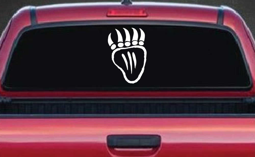 Tribal Native American Indian Bear Claw Western Car or Truck Window Decal Sticker (White)