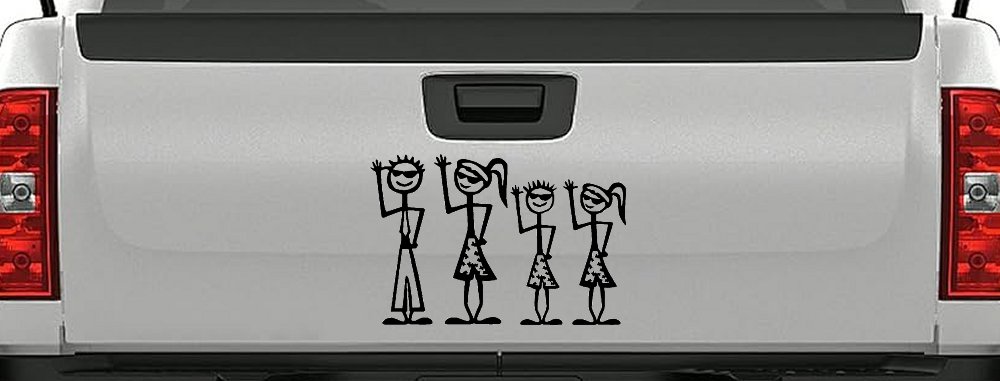 Cool Waving 2 Kids Stick Family Car or Truck Window Decal Sticker