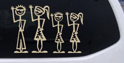 Cool Waving 2 Kids Stick Family Car or Truck Window Decal Sticker (Desert Sand)