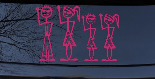 Cool Waving 2 Kids Stick Family Car or Truck Window Decal Sticker