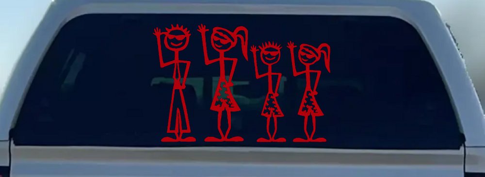 Cool Waving 2 Kids Stick Family Car or Truck Window Decal Sticker (Red)