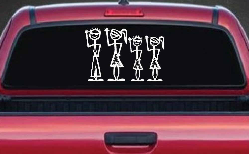 Cool Waving 2 Kids Stick Family Car or Truck Window Decal Sticker