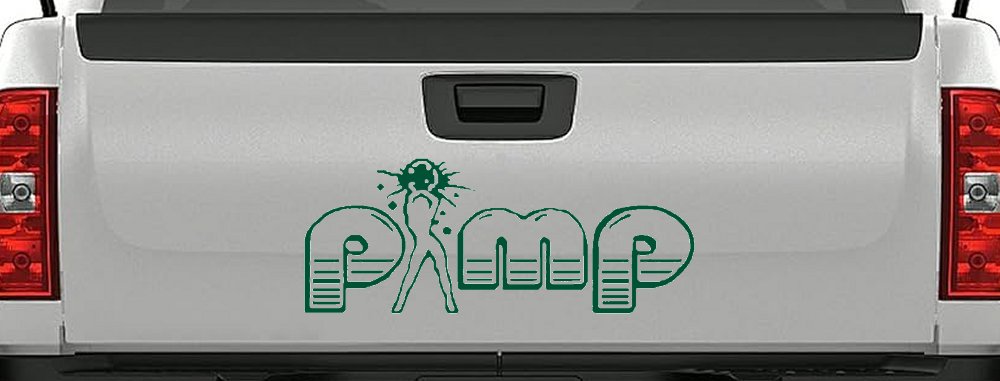 PIMP Car or Truck Window Decal Sticker (Dark Green)