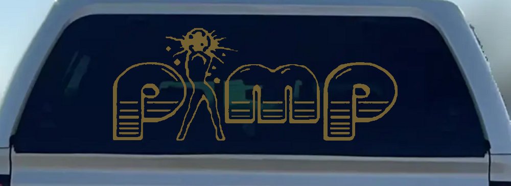 PIMP Car or Truck Window Decal Sticker (Gold)
