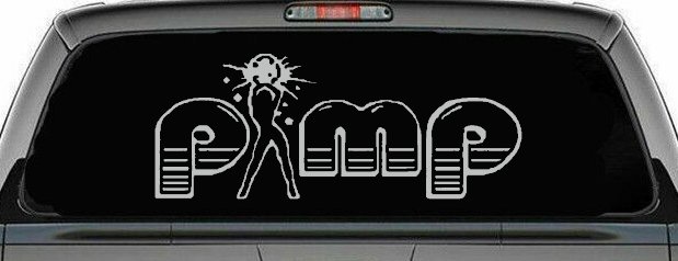 PIMP Car or Truck Window Decal Sticker (Light Gray)