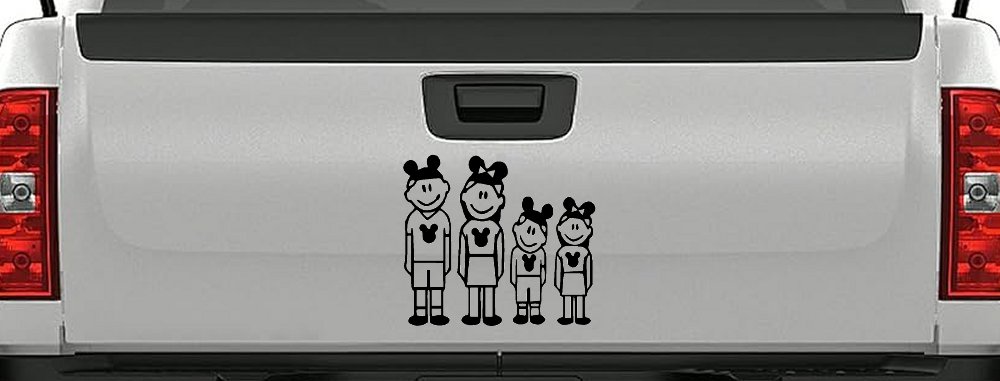 Mickey Mouse Disney 2 Kids Stick Family Car or Truck Window Decal Sticker (Black)