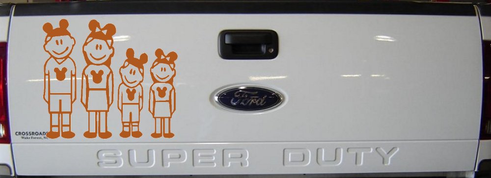 Mickey Mouse Disney 2 Kids Stick Family Car or Truck Window Decal Sticker (Nut Brown)