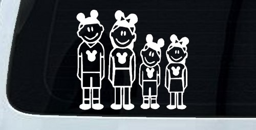 Mickey Mouse Disney 2 Kids Stick Family Car or Truck Window Decal Sticker (White)