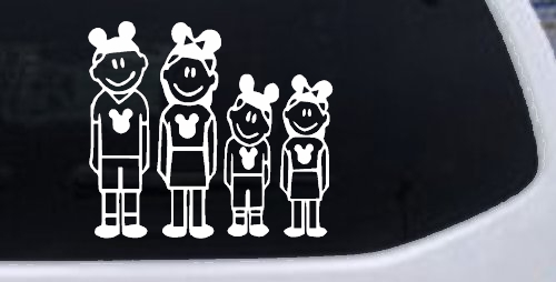Mickey Mouse Disney 2 Kids Stick Family Car or Truck Window Decal Sticker