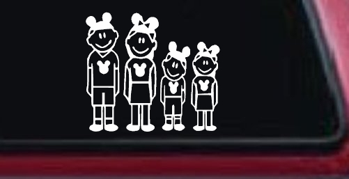 Mickey Mouse Disney 2 Kids Stick Family Car or Truck Window Decal Sticker