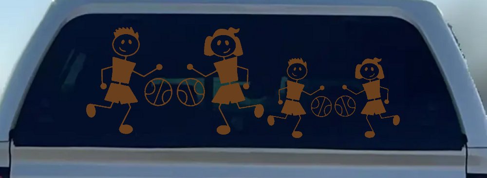 Basketball Stick Family 2 Kids Car or Truck Window Decal Sticker (Copper)