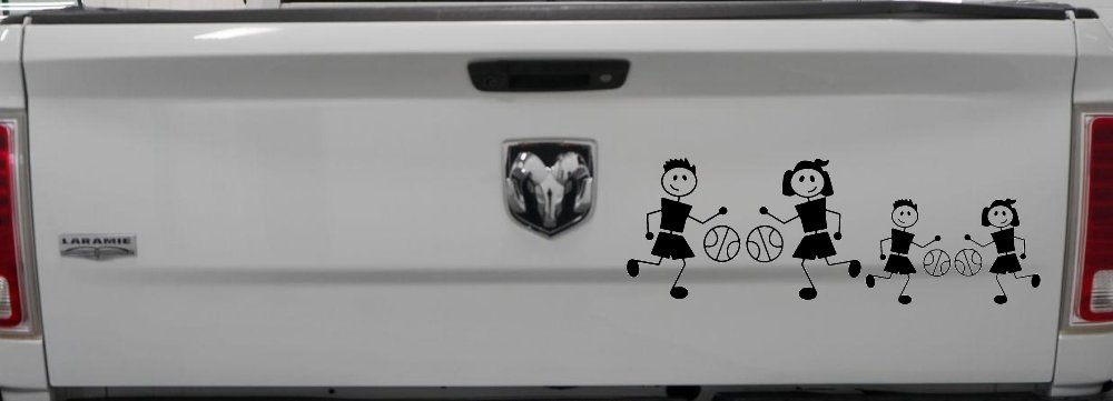 Basketball Stick Family 2 Kids Car or Truck Window Decal Sticker