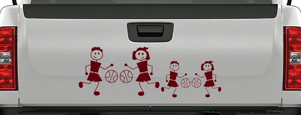 Basketball Stick Family 2 Kids Car or Truck Window Decal Sticker (Purple Red)